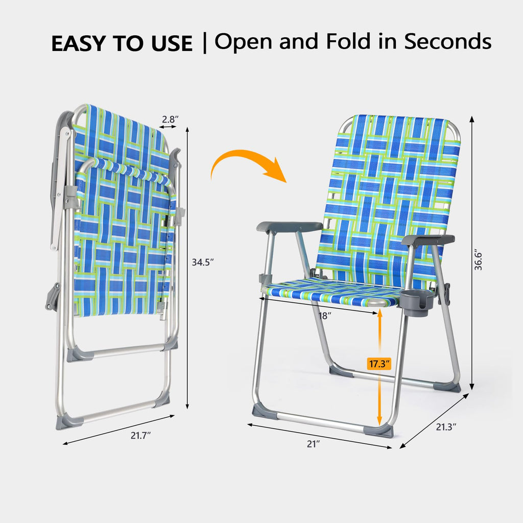 Aluminum Folding Patio Lawn Chairs Set of 2 with Cup Holder M3391