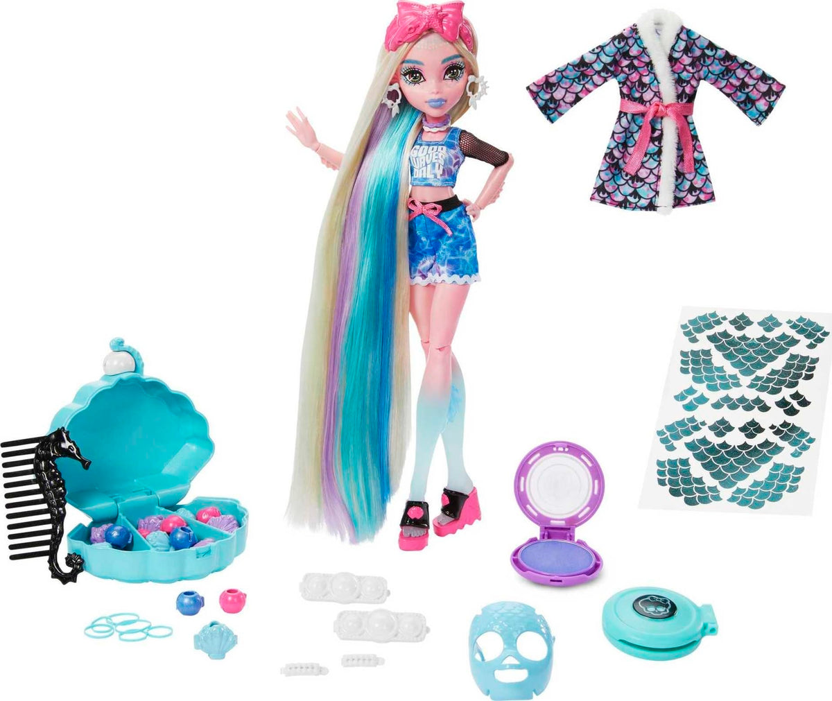 Monster High Doll with Hairstyling Clips, Hair Chalk & Tattoos C726569