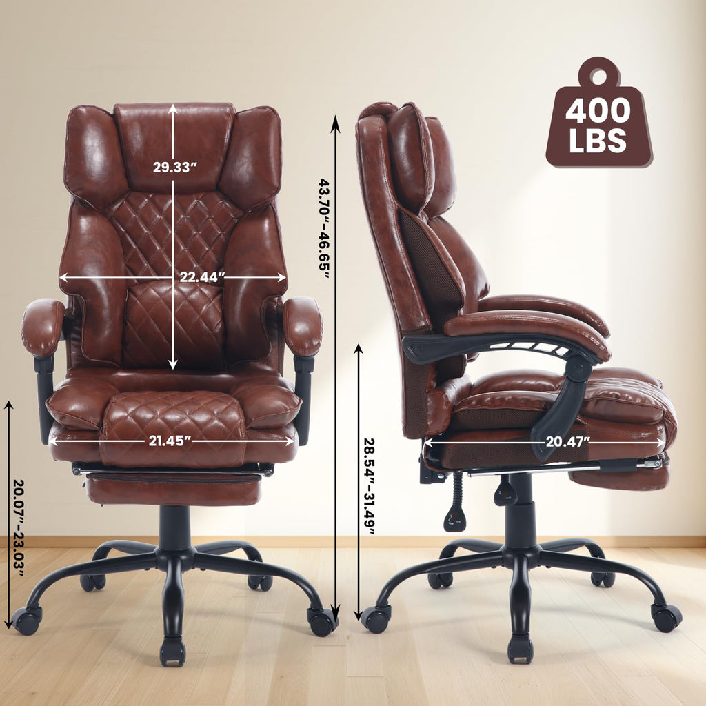 Brown Reclining Ergonomic Office Chair with Footrest B44738