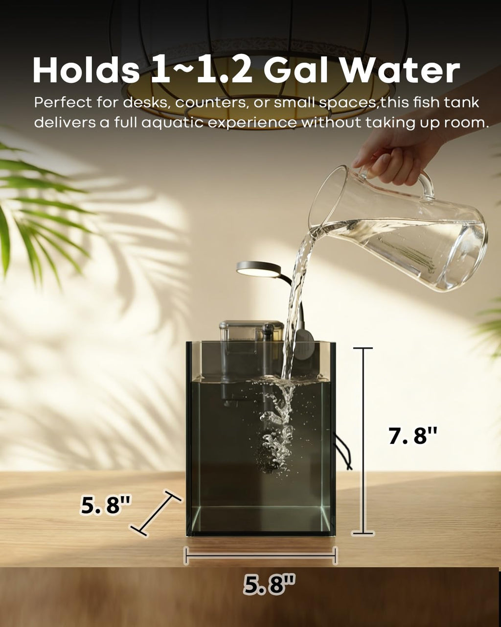Glass 1.25 Gallon Aquarium Set with Filter LED Light G313116