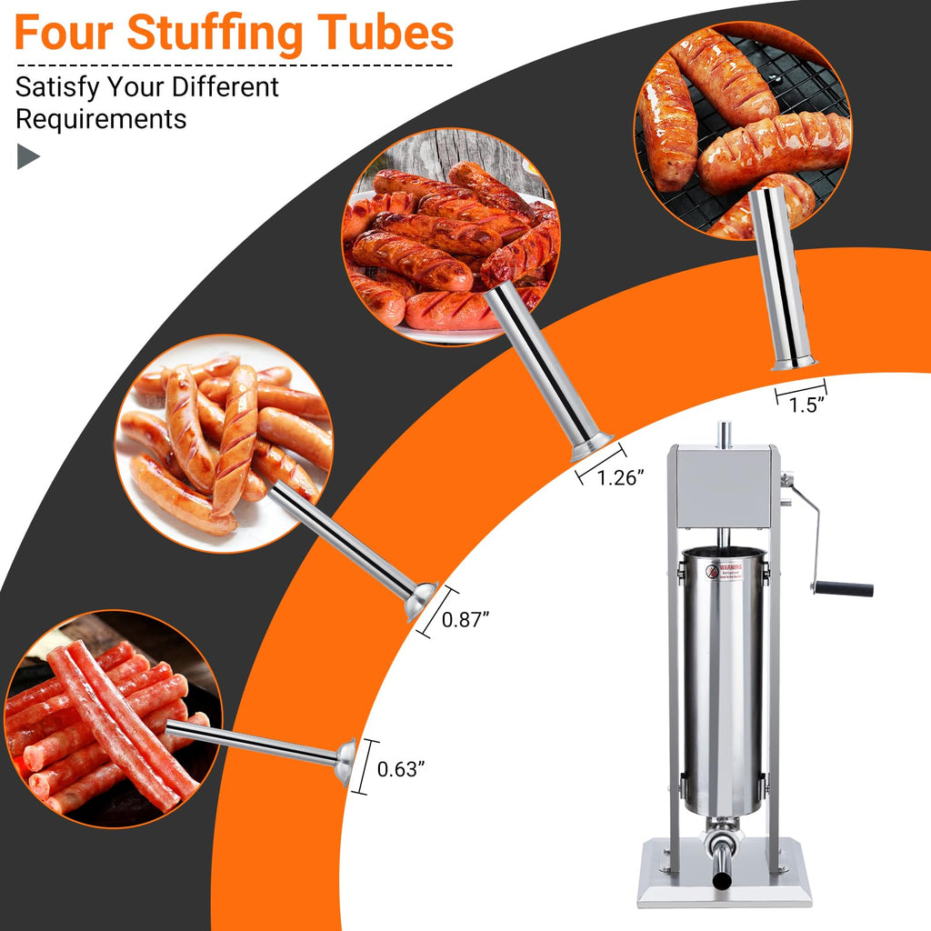 Heavy Duty Stainless Steel 15LBS Manual Sausage Stuffer Machine Q16234