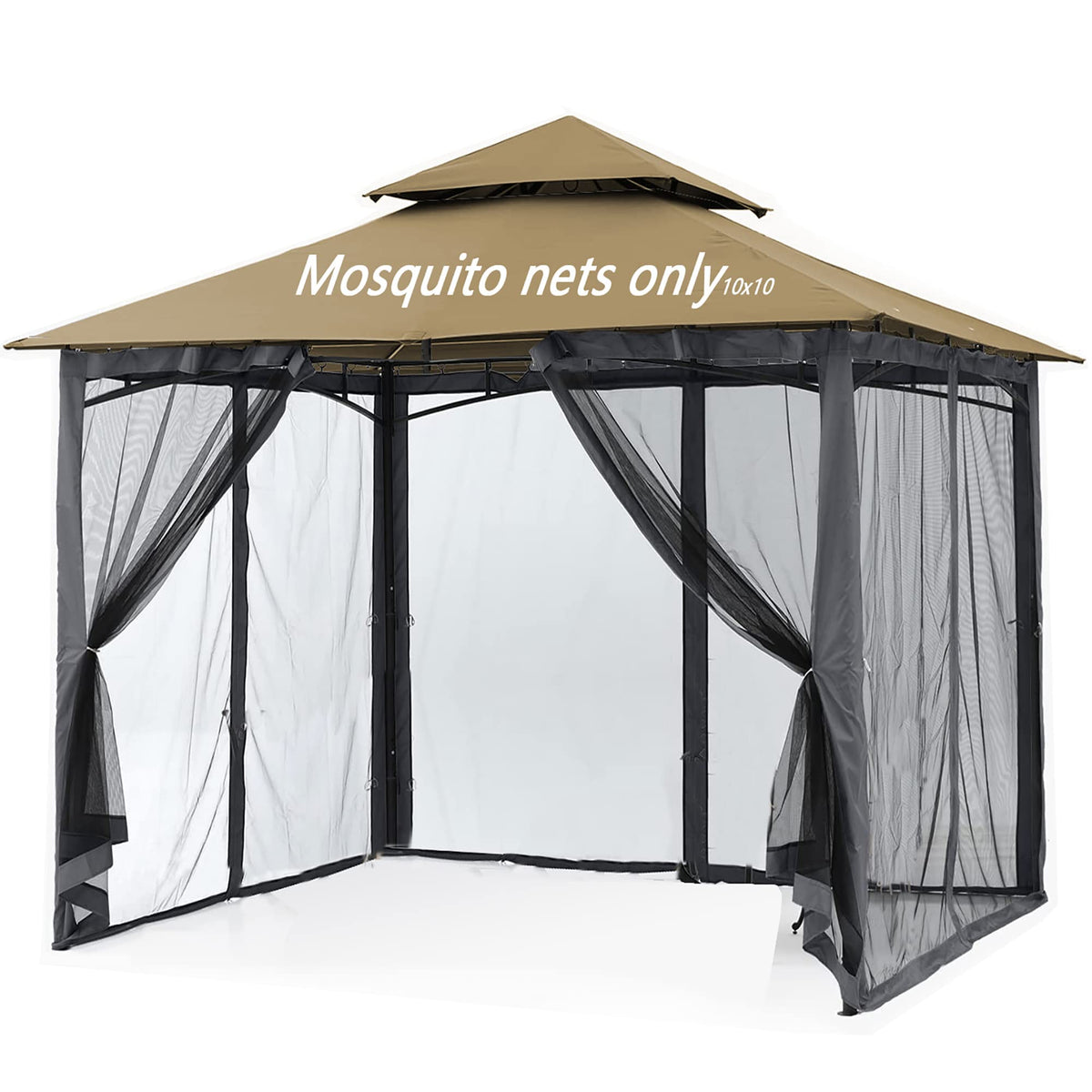 Black 10x10FT 4-Door Zipper Mosquito Netting P939