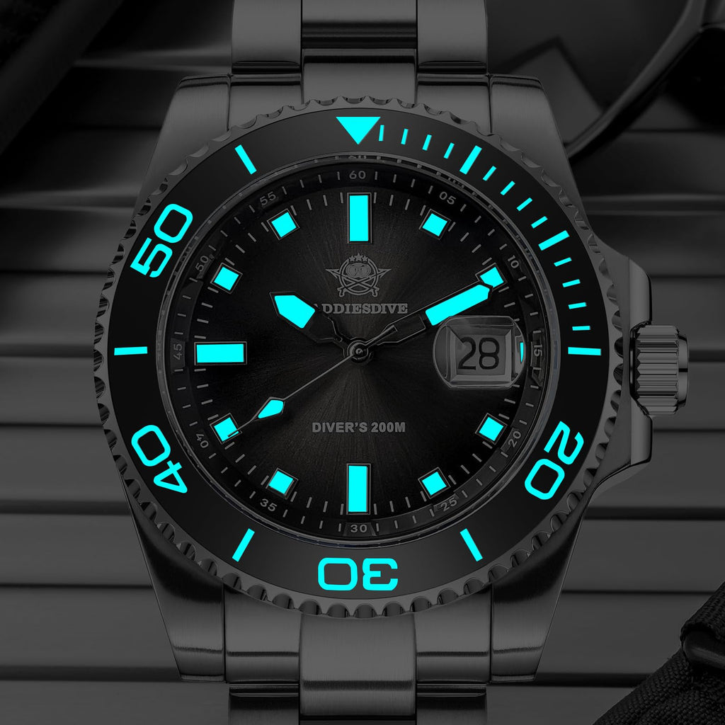41 MM Mens Dive Watch Quartz Movement 200 M Waterproof Luminous Analog Gradient Dial K3460
