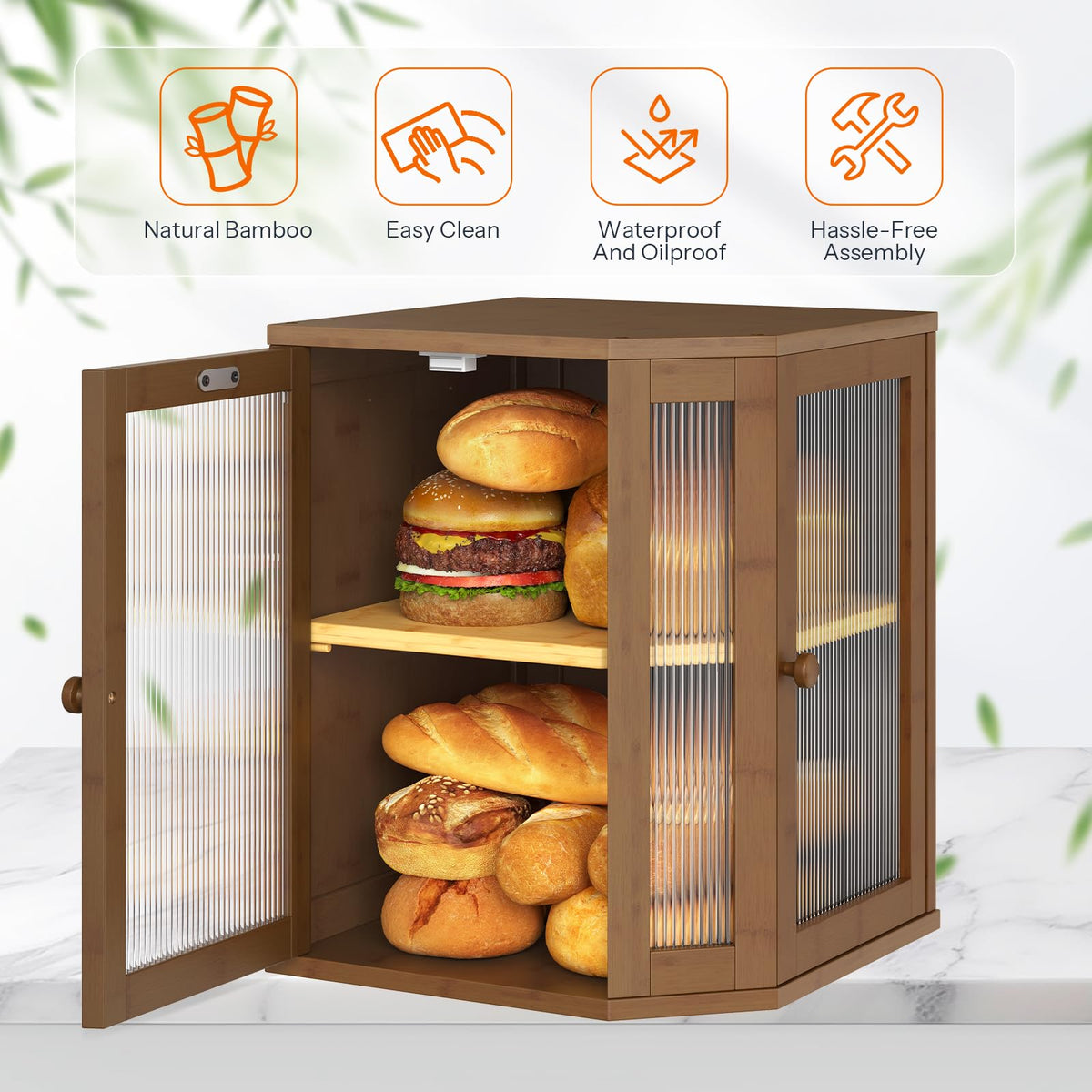 Bamboo 2-Tier Bread Box V13287