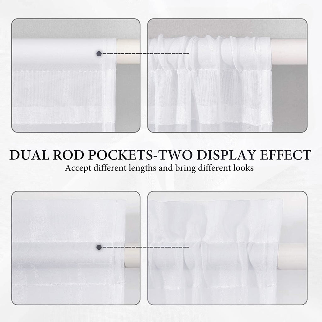 White 25 x 72 Inches Sidelight Sheer Curtains H644