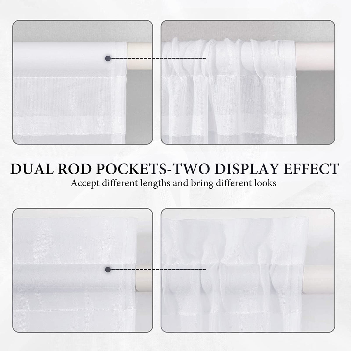 White 25 x 72 Inches Sidelight Sheer Curtains H644