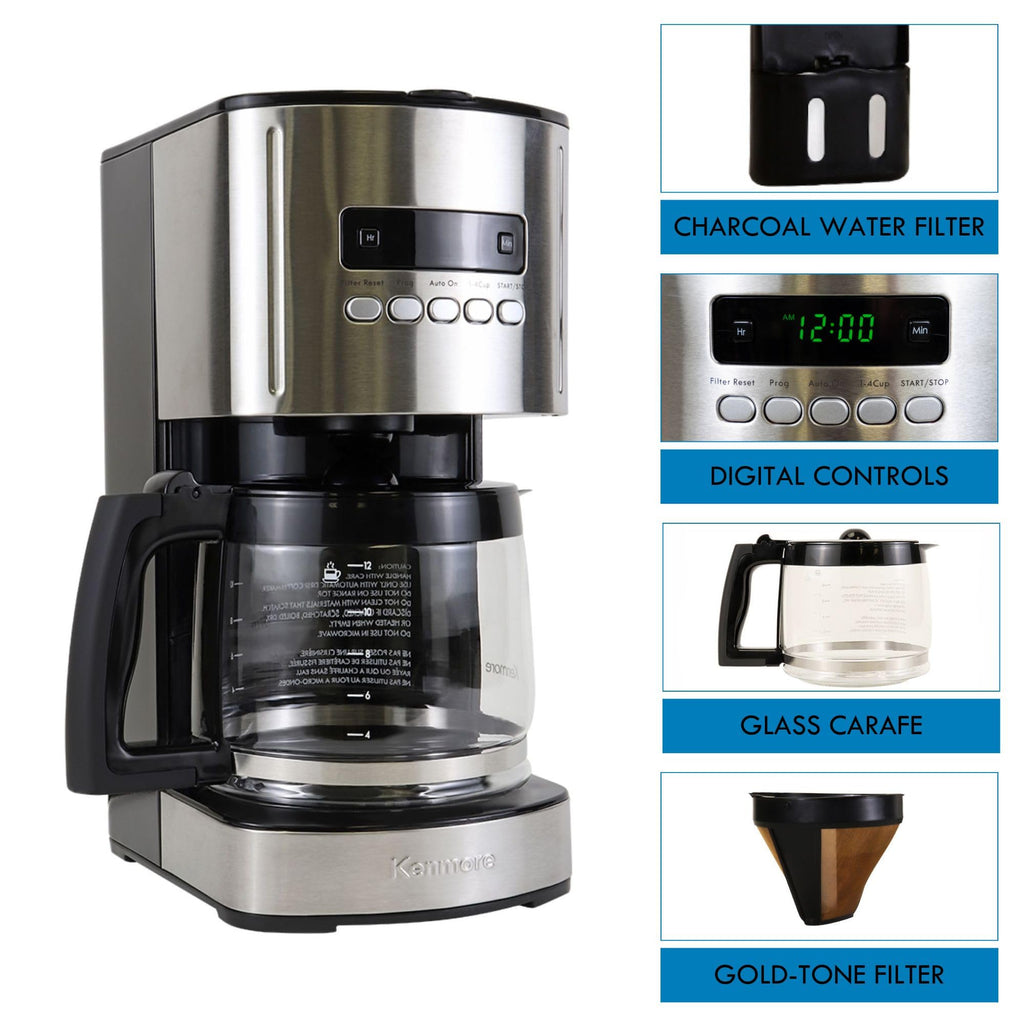 Programmable Drip Coffee Maker with Glass Pot, 12 Cup Black O65480