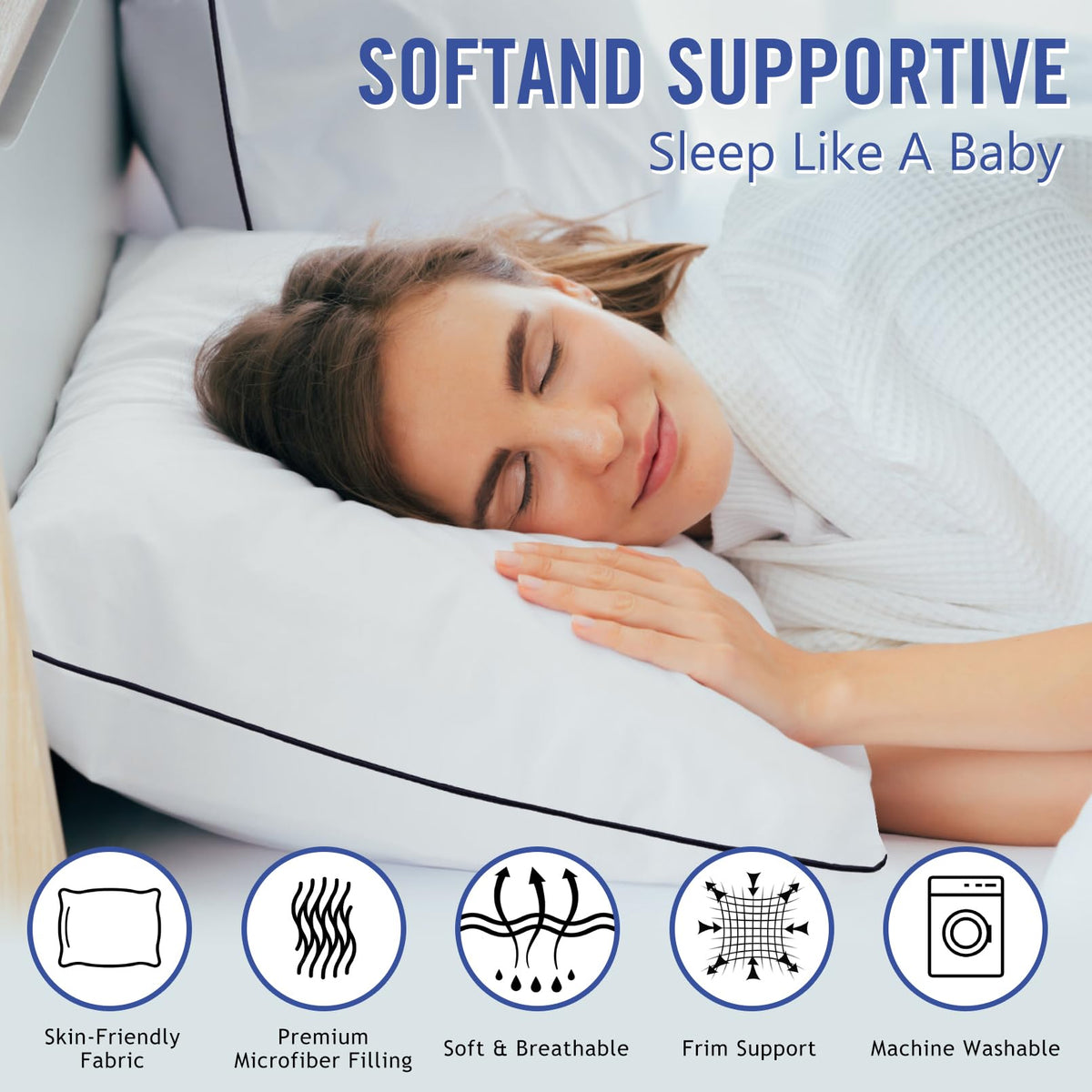 King Size Cooling Microfiber Bed Pillows Set of 2 B81714