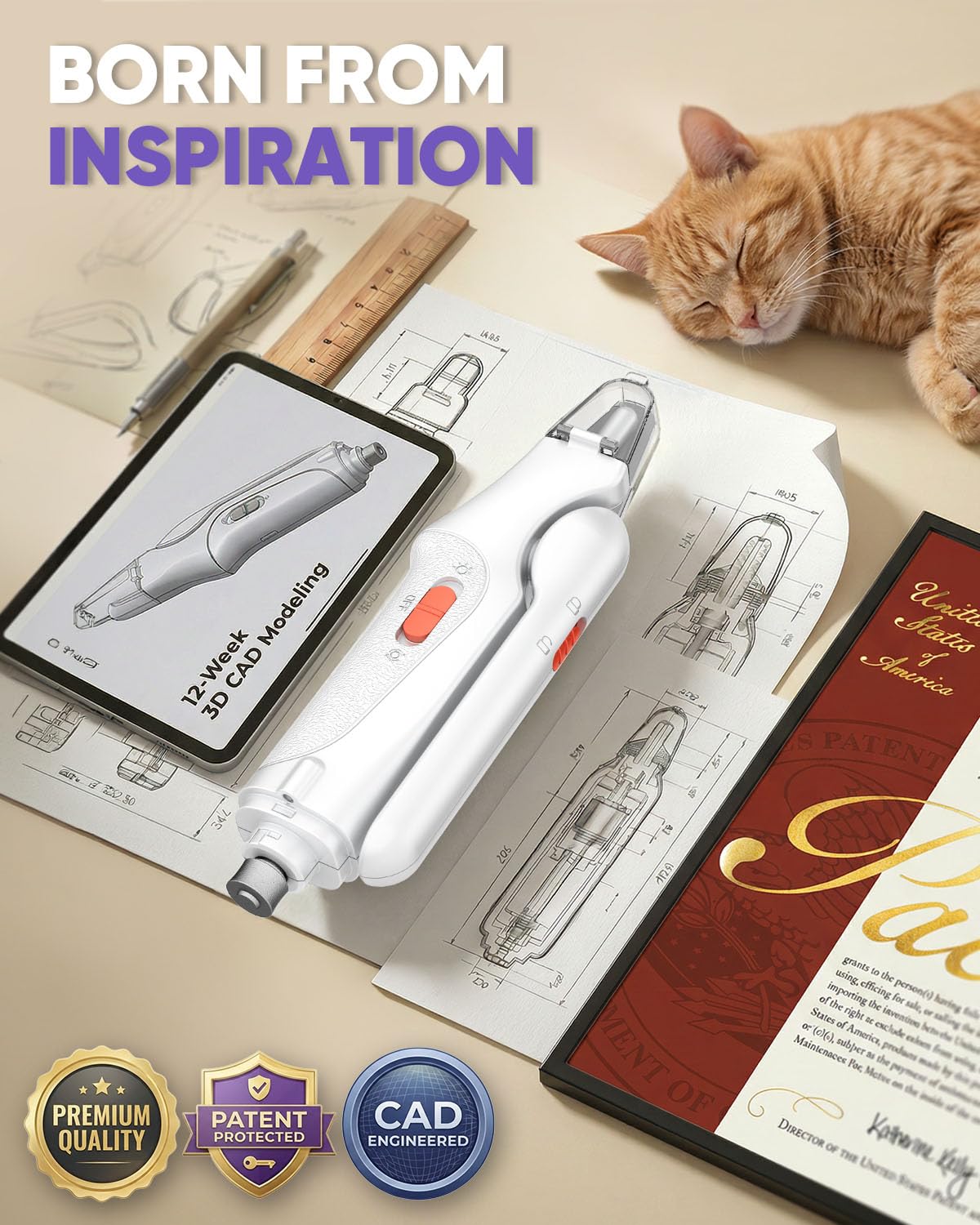 2-in-1 Cat & Dog Nail Clippers with Grinder and LED Lights S2804