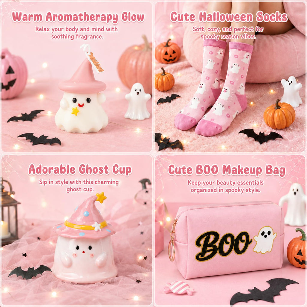 Pink Halloween Boo Basket Set with 14oz Cups Z1414