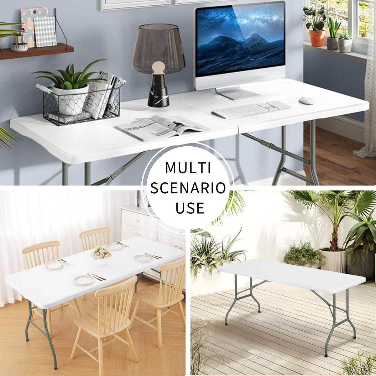Set of 2 Lightweight 6FT Rectangular Plastic Folding Tables with Steel Legs Q769
