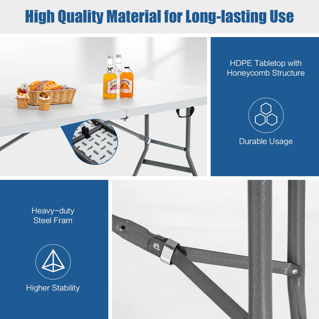 6FT Portable Folding Picnic Table with Handle V64467