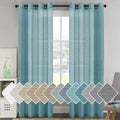 Natural Linen Curtain Panels Semi-Sheers Nickel Grommet Set of 2 Turquoise 52"W x 96"L N810