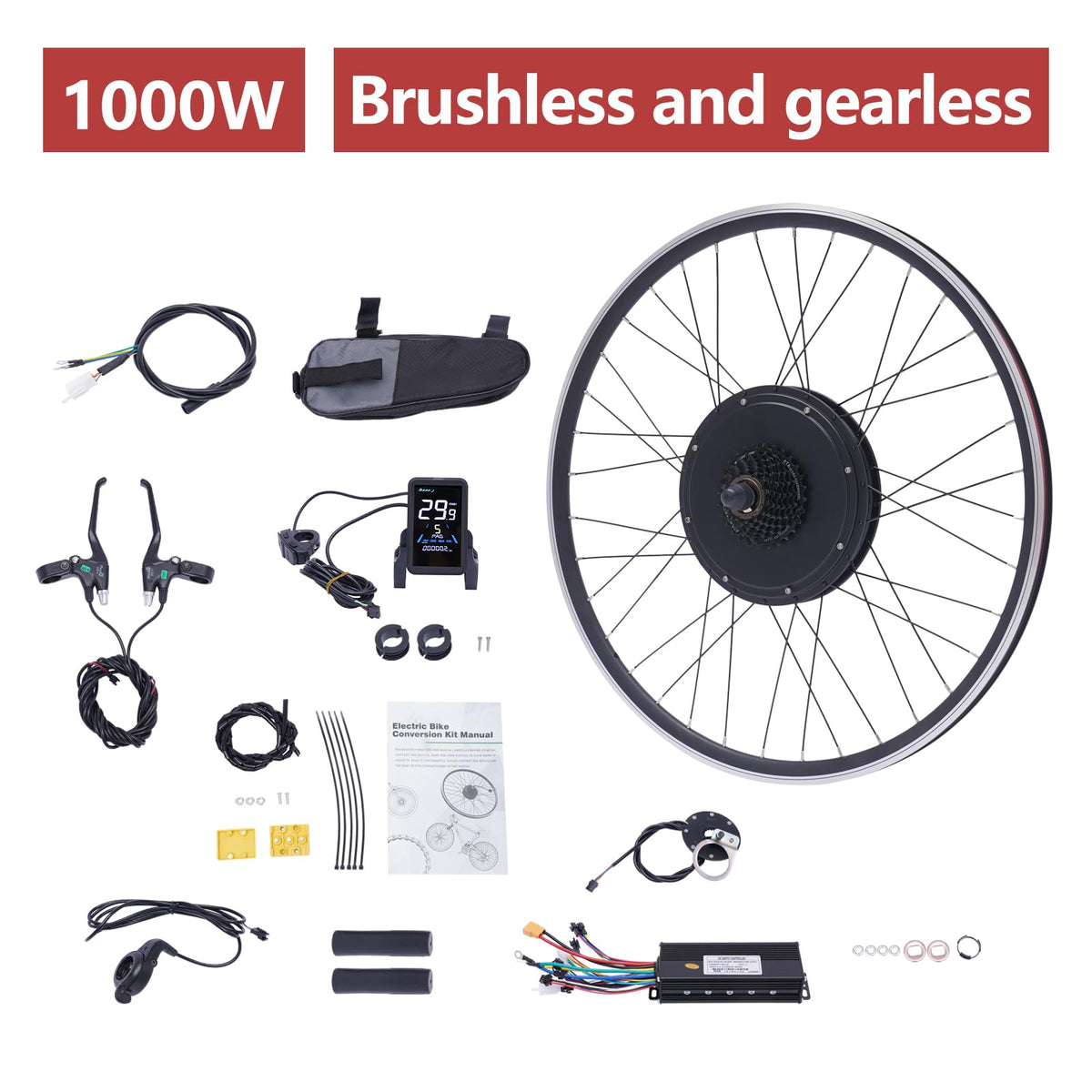 28"/29" Rear Wheel 48V 1000W Electric Bike Conversion Kit with LCD Display T766844