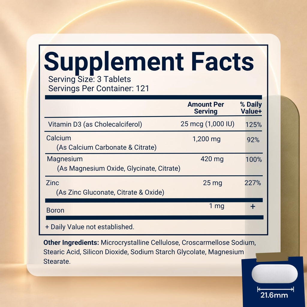 Calcium Magnesium Zinc D3 Boron 365 Coated Tablets Supplement H162