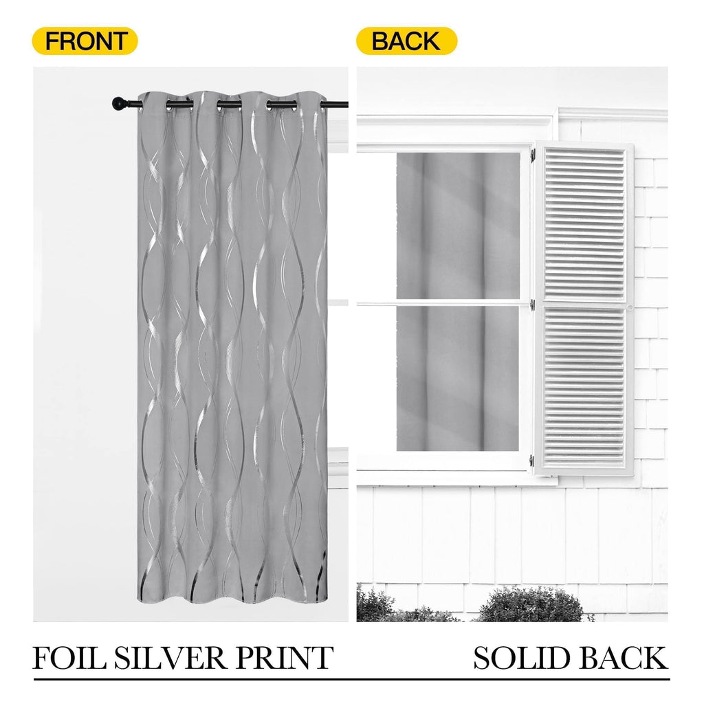 Silver Grey Pattern Curtains 52 x 84 Inch W93637