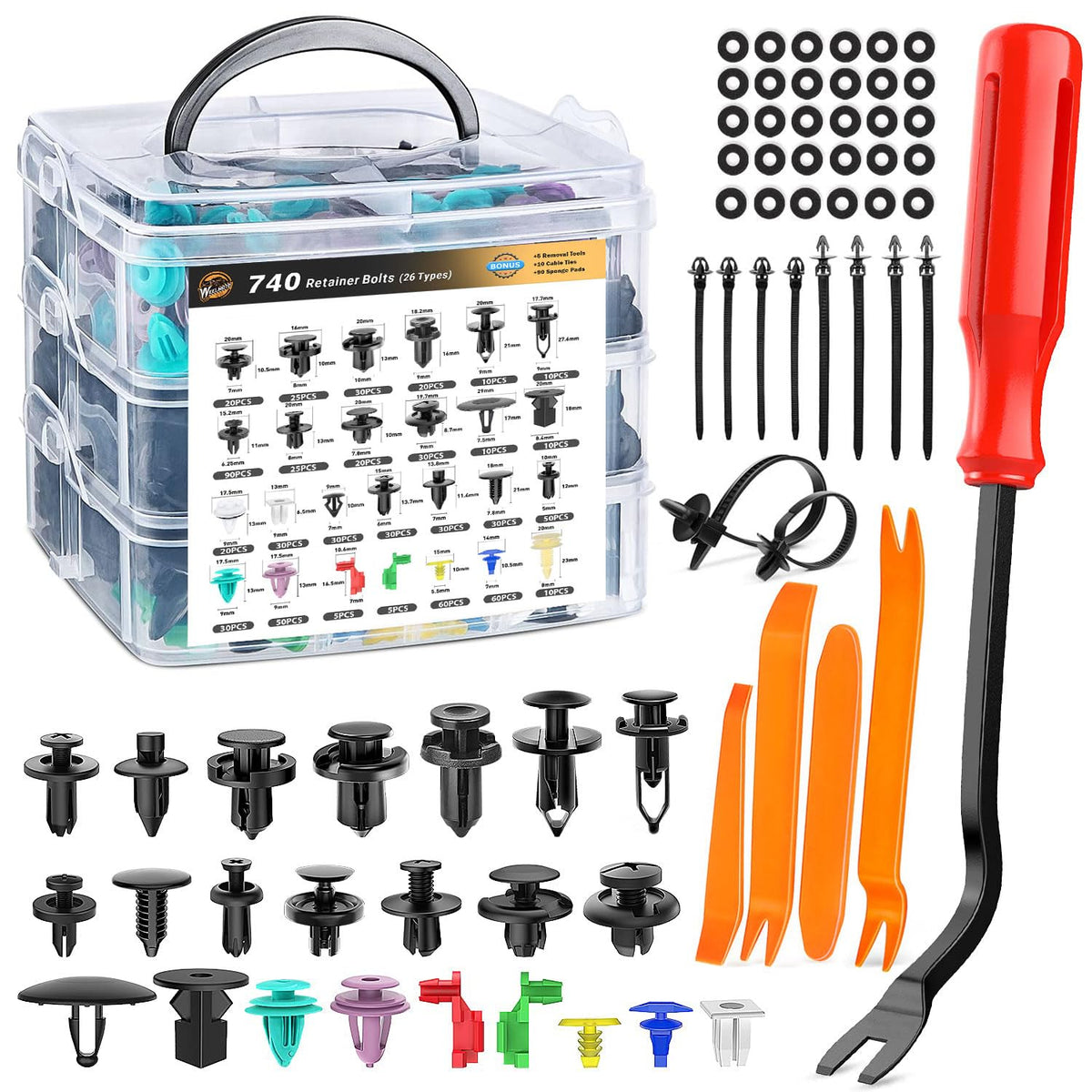 Anti-Fogging Headlights Assembly with 740Pcs Car Push Retainer Clips U629176