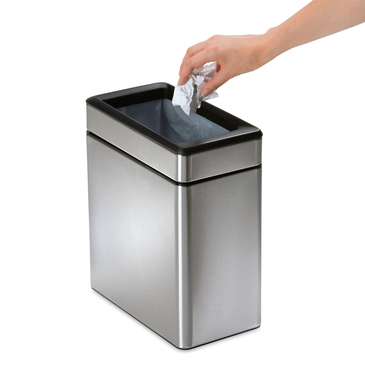 10L Stainless Steel Slim Open Trash Can H938627