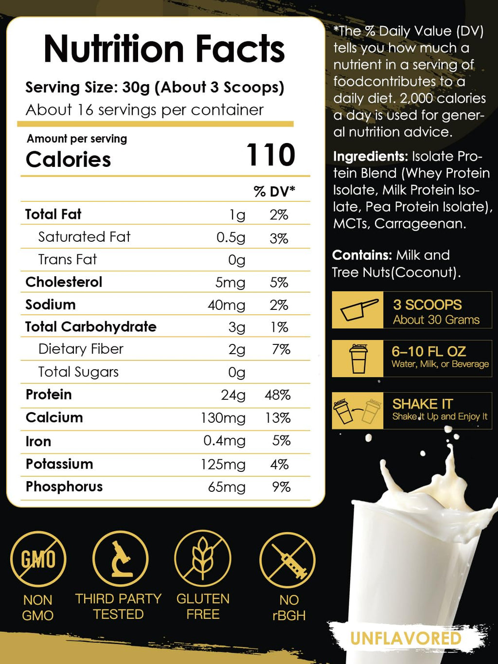 Unflavored Whey & Pea Protein Powder I6528