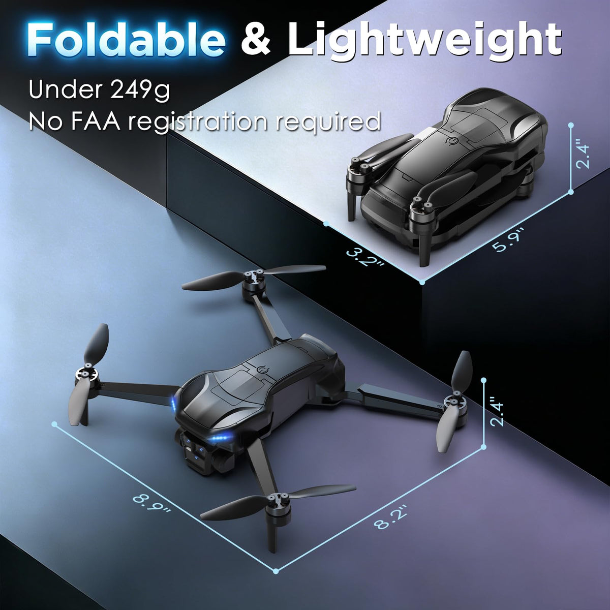 4K Camera GPS Foldable Drone with 4.5” HD Screen Controller V7980