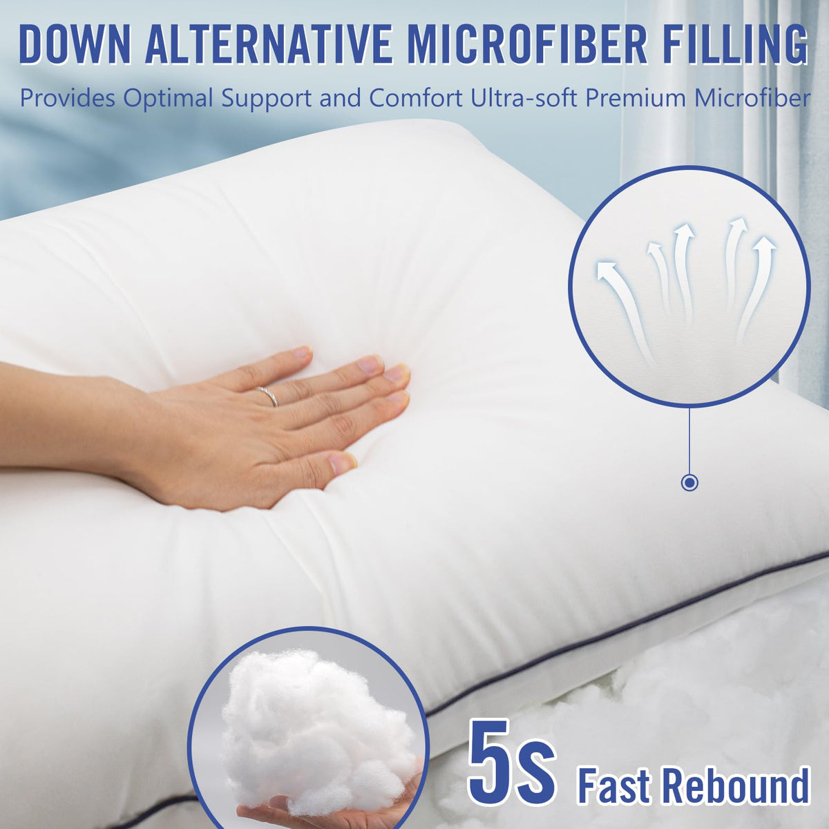 King Size Cooling Microfiber Bed Pillows Set of 2 B81714