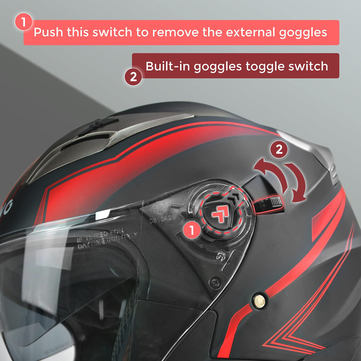 3/4 Open Face Motorcycle Helmet with Double Visor Q857298