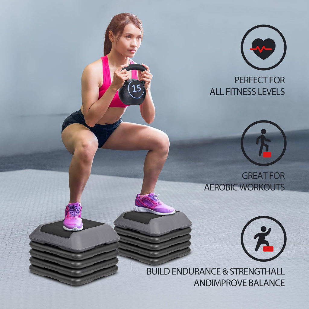 Adjustable Aerobic Step Platform with 4 Risers T905