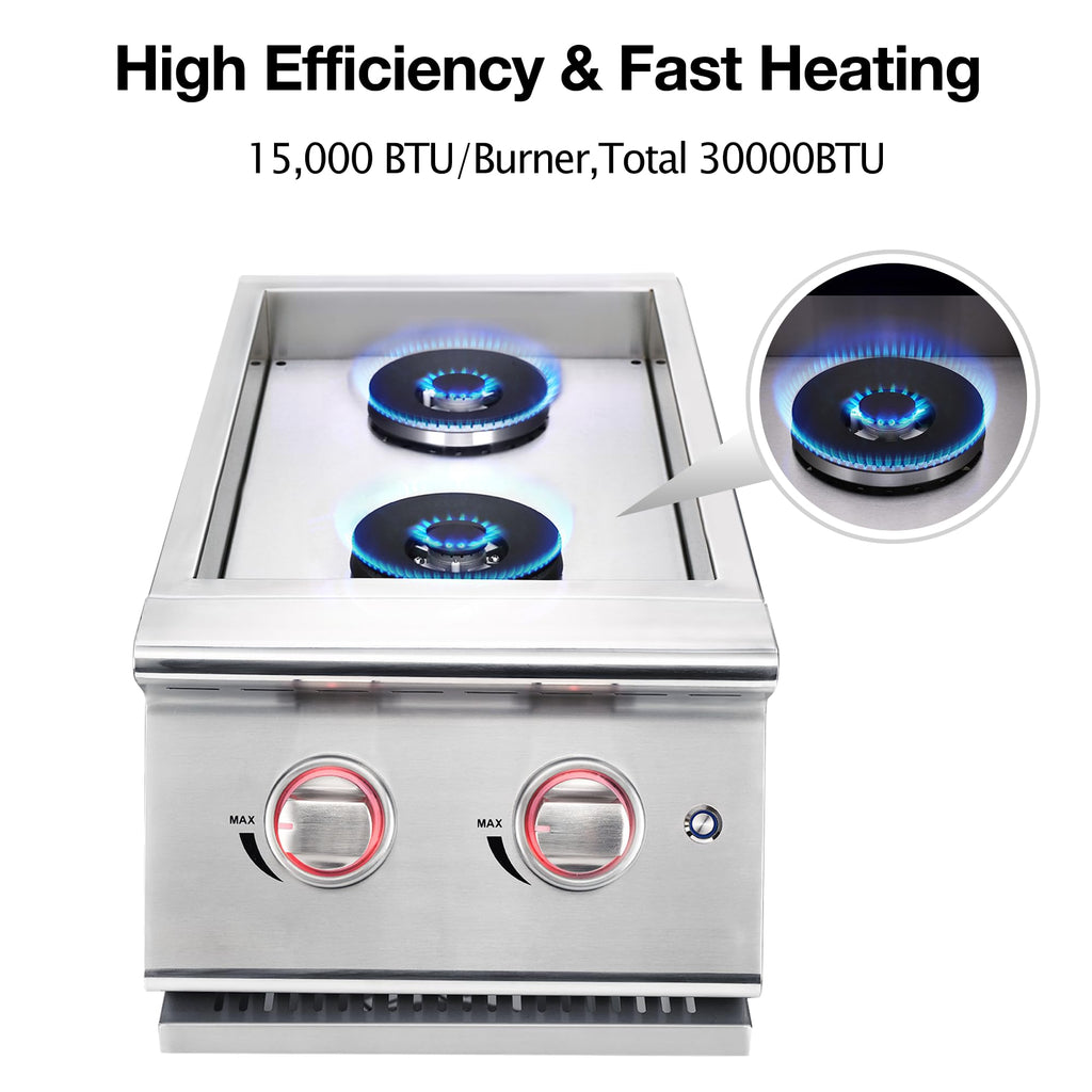 Double Grilling Side Burners 304 Stainless Steel 2 * 15,000BTU B887468