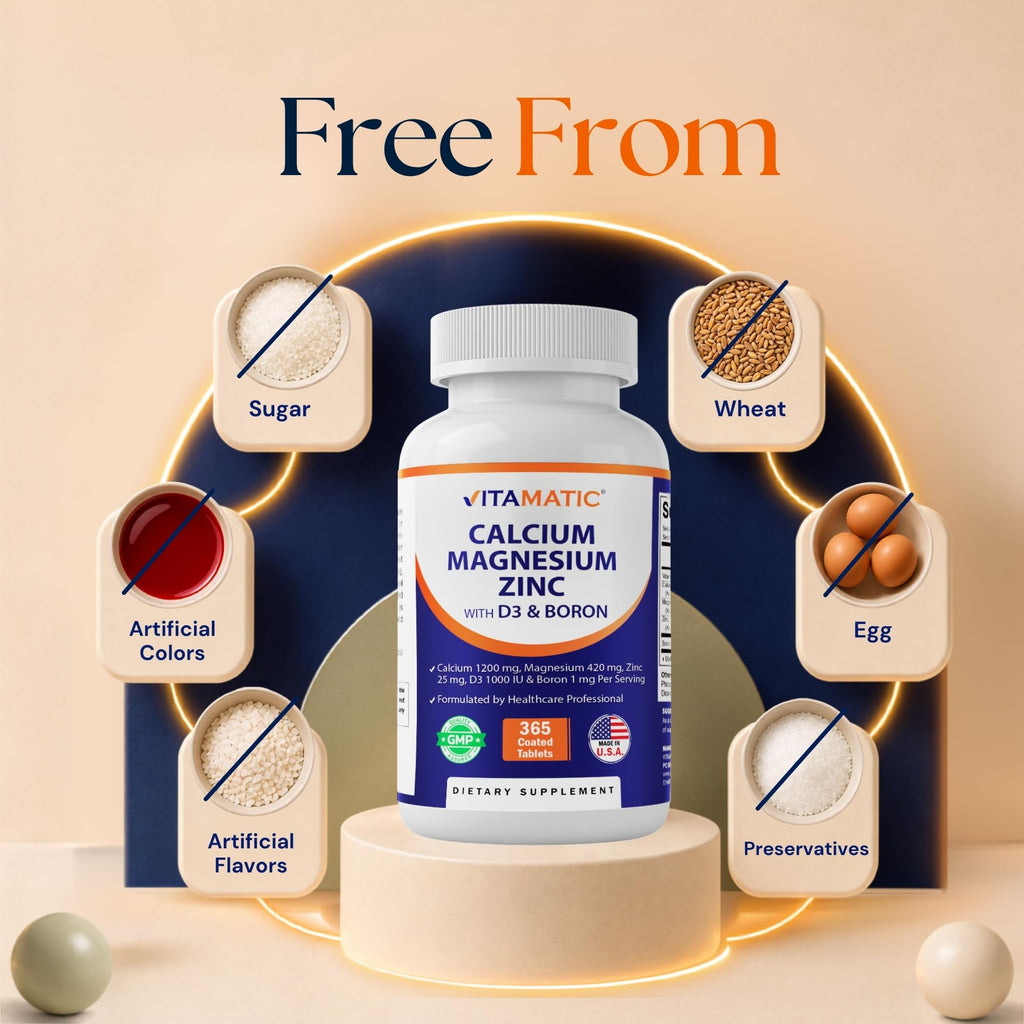 Calcium Magnesium Zinc D3 Boron 365 Coated Tablets Supplement H162