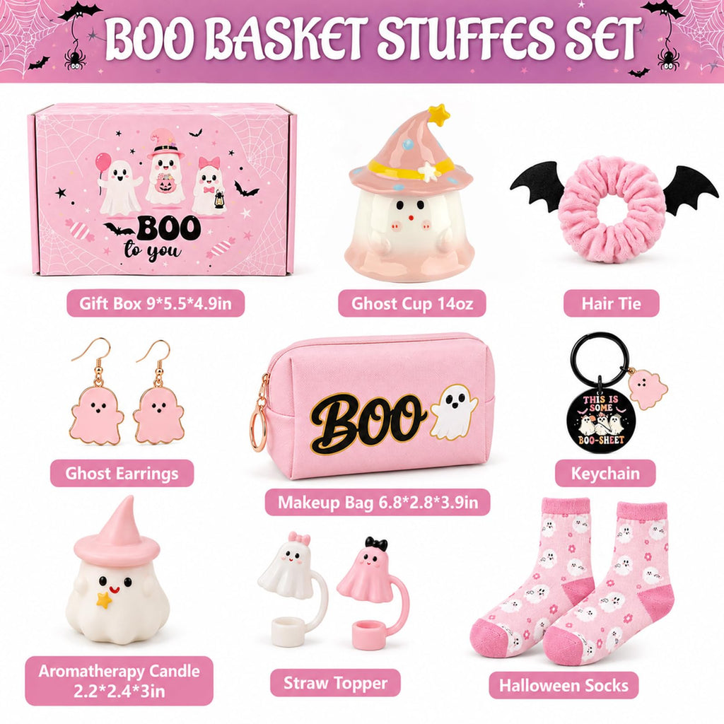 Pink Halloween Boo Basket Set with 14oz Cups Z1414