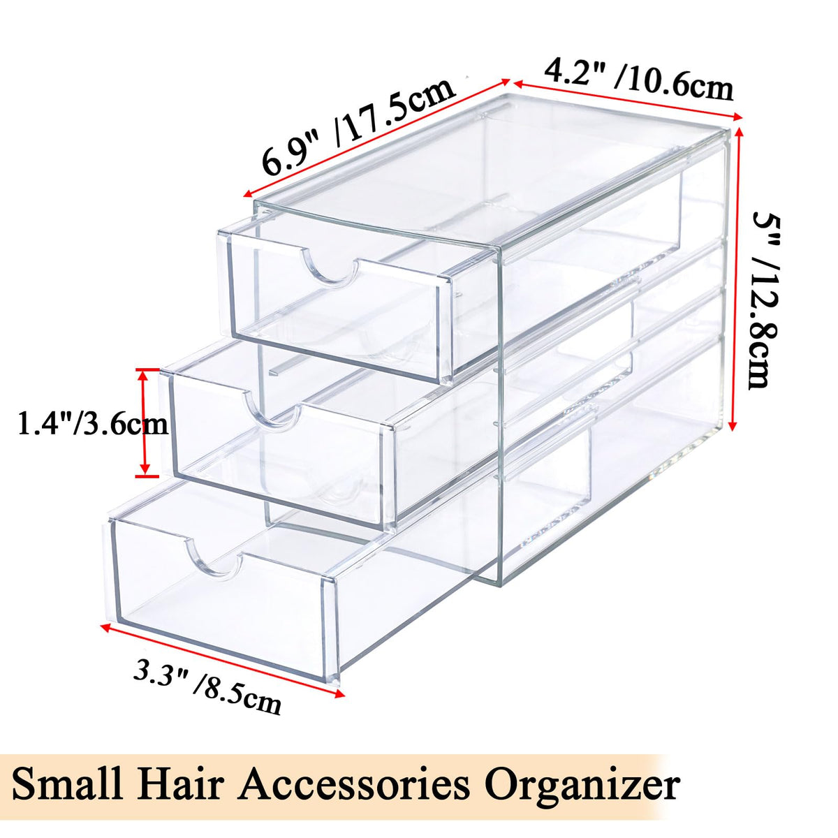 3 Drawer Clear Acrylic Desktop Organizer G312