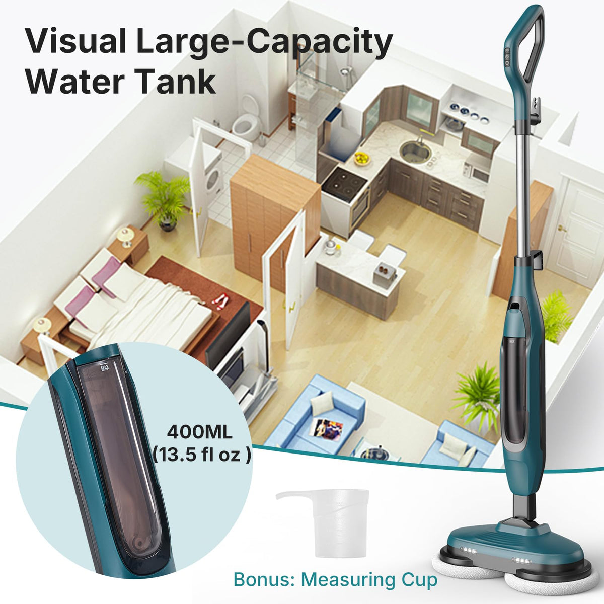 Steam Mop with Rotating Pads, 4 Cleaning Modes Z53263