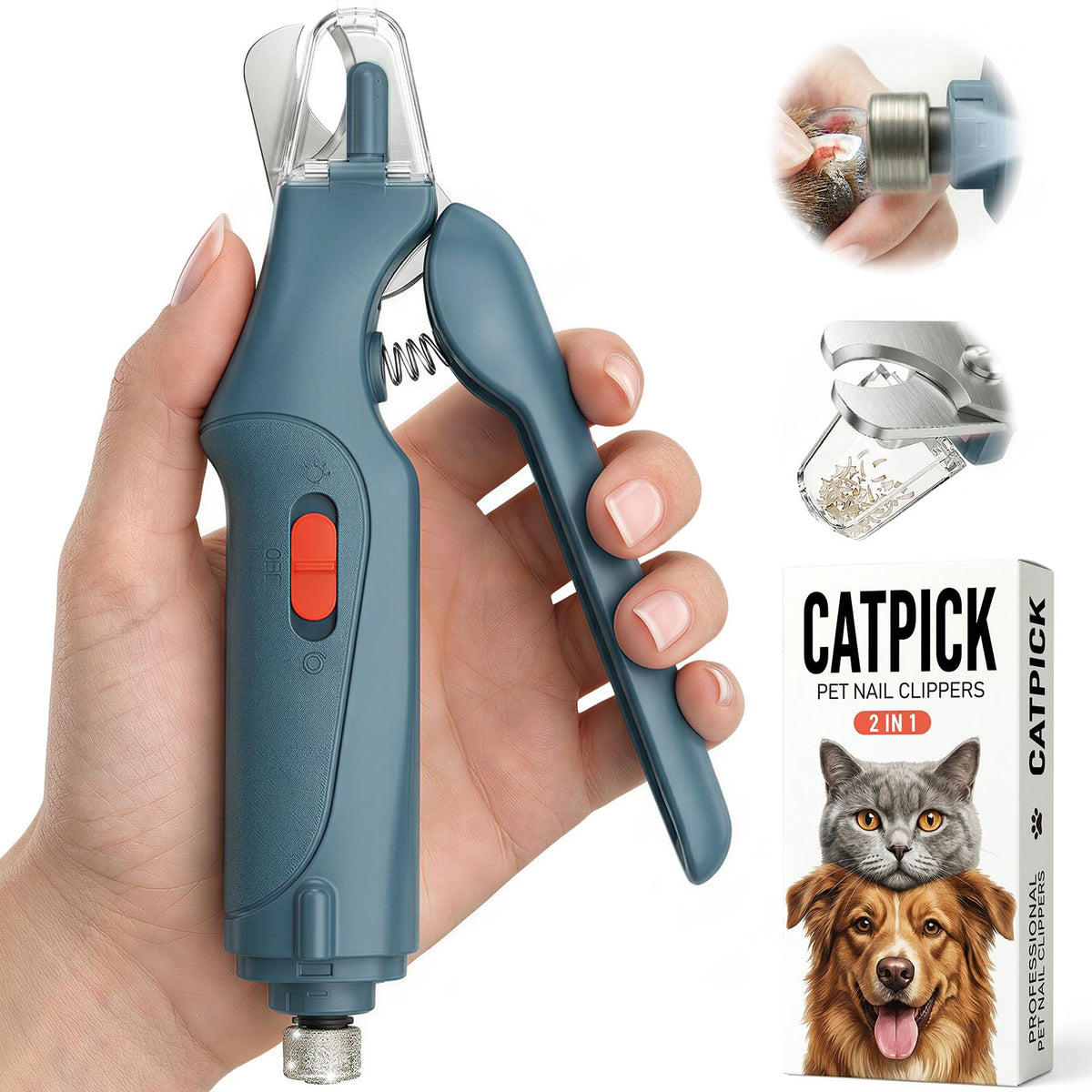 2-in-1 Cat & Dog Nail Clippers with Grinder and LED Lights S2804