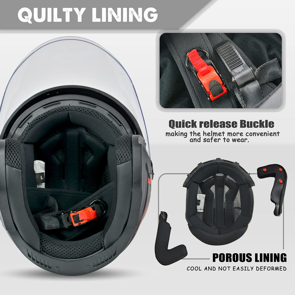 3/4 Open Face Motorcycle Helmet with Double Visor Q857298