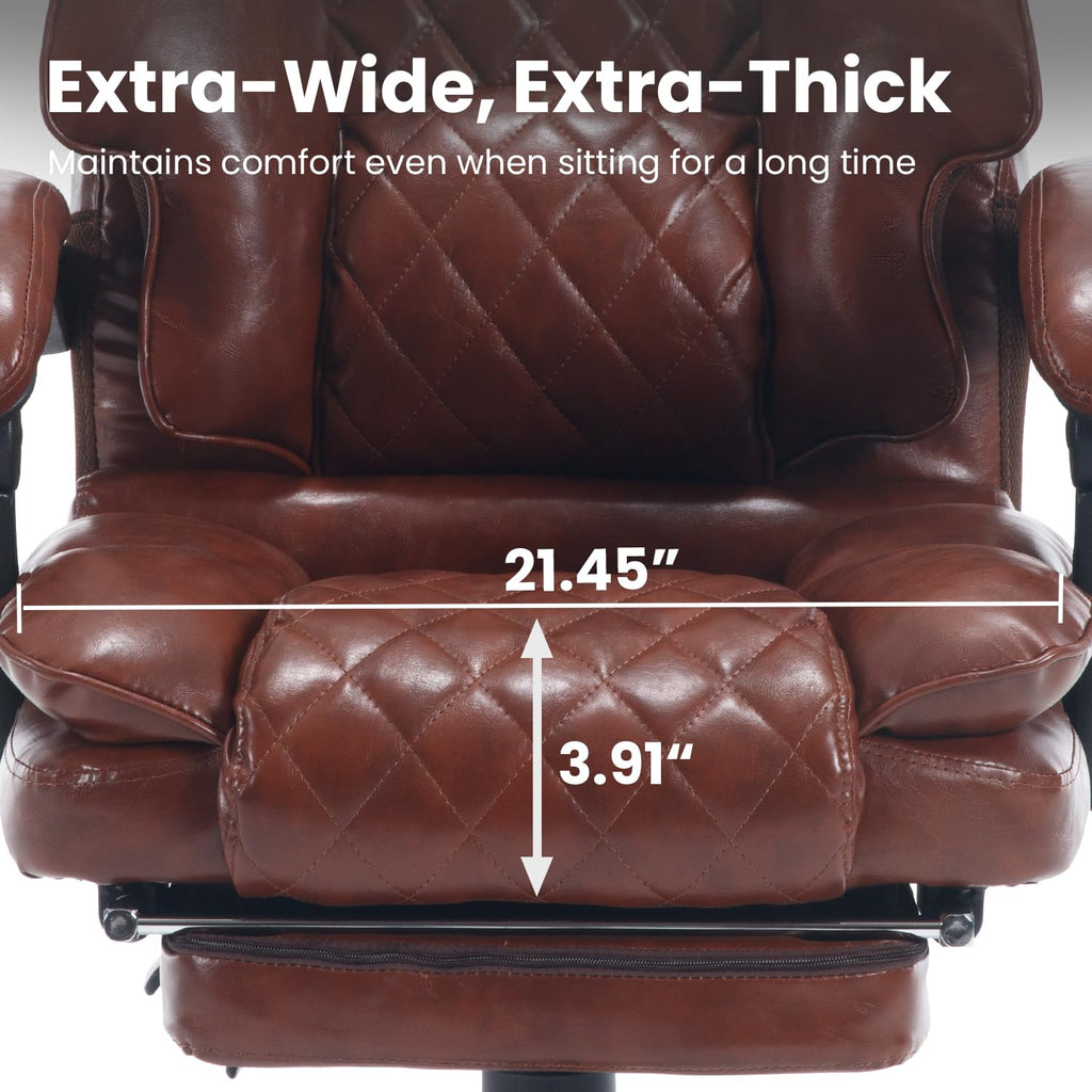 Brown Reclining Ergonomic Office Chair with Footrest B44738