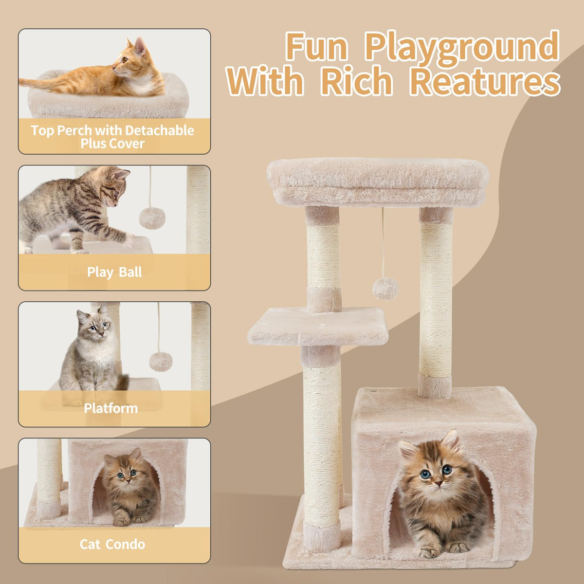 Cat Tree with Sisal Scratching Posts U617