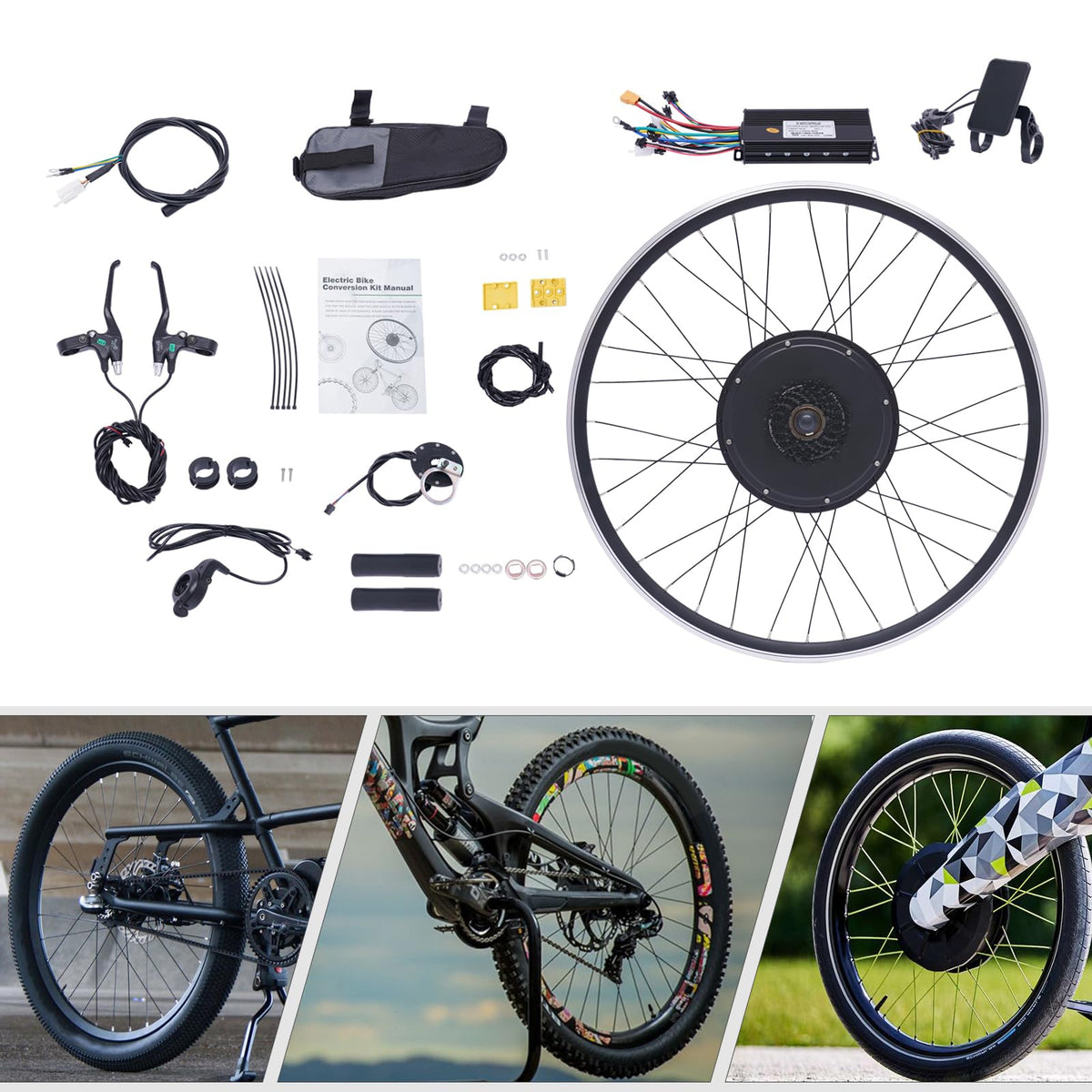 28"/29" Rear Wheel 48V 1000W Electric Bike Conversion Kit with LCD Display T766844