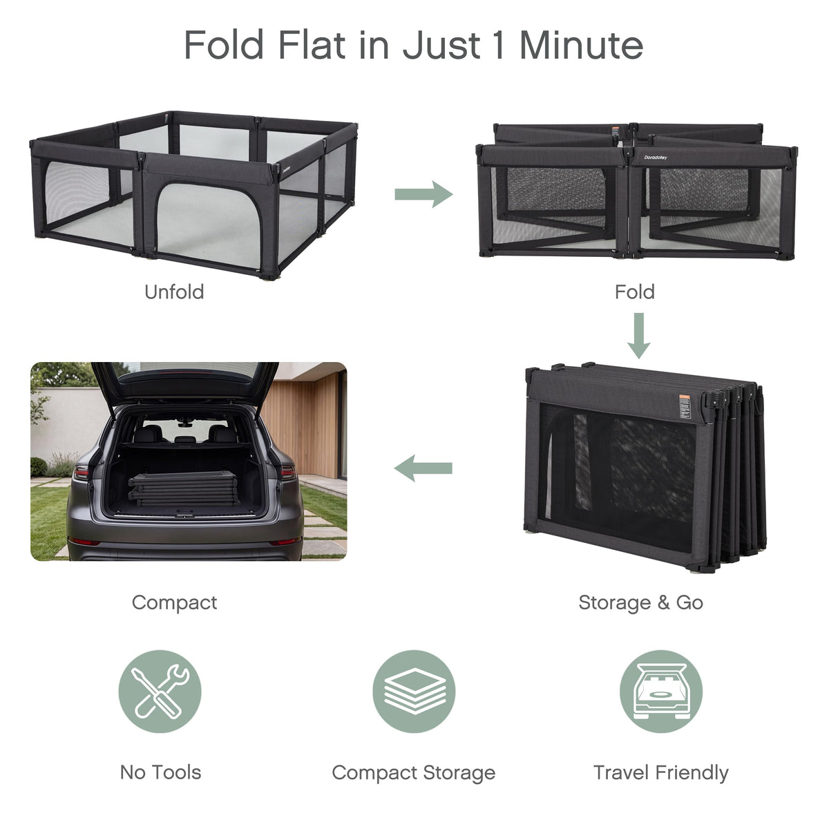 Foldable Adjustable 8-Panel Baby Playpen with Mesh K768183