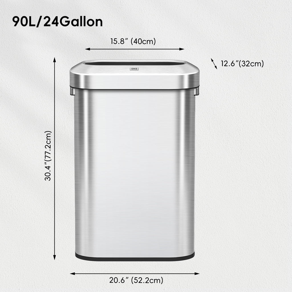 24 Gallon 90 Liter Open Top Stainless Steel Slim Trash Can R5560