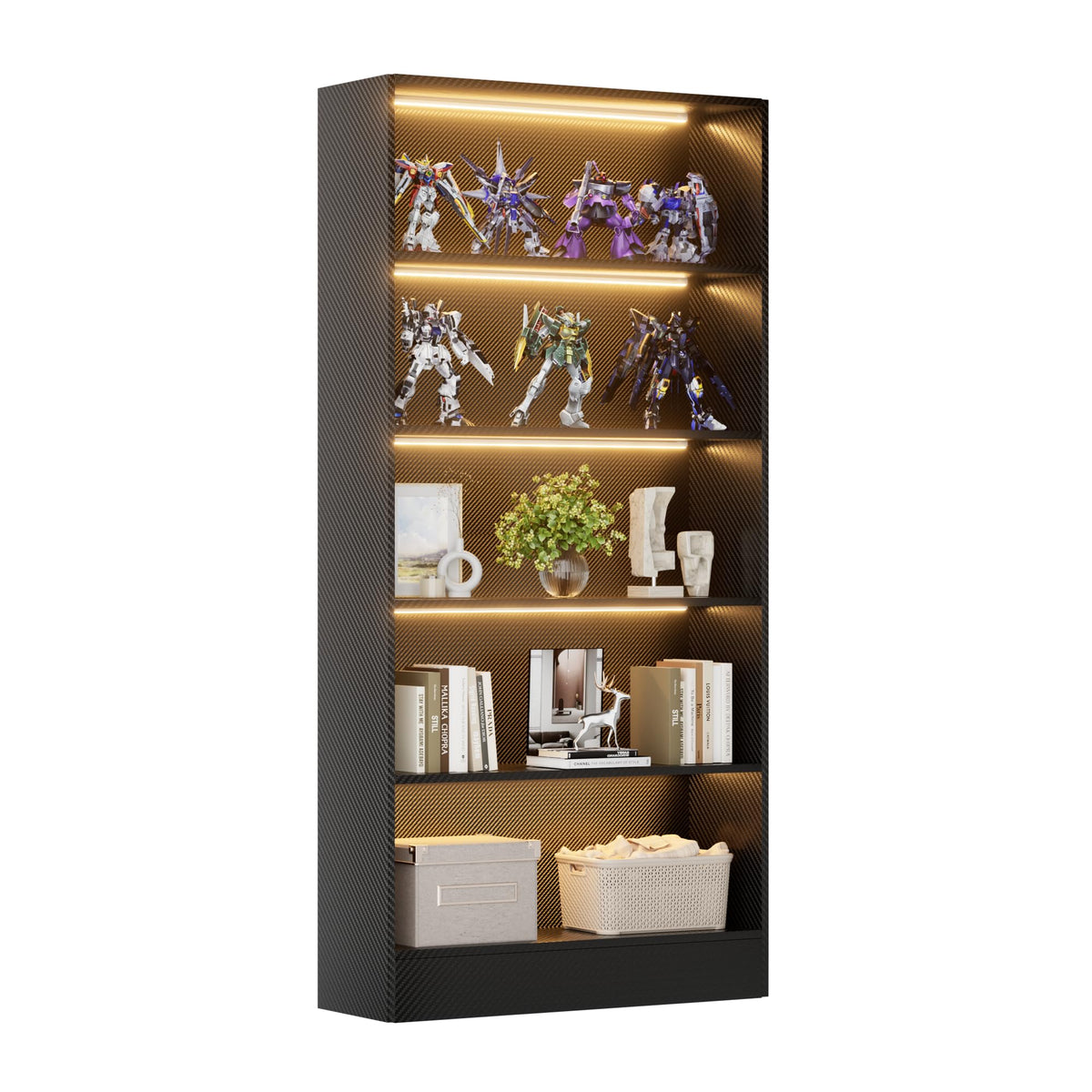 Black 5-Tier Wooden Bookshelf O368