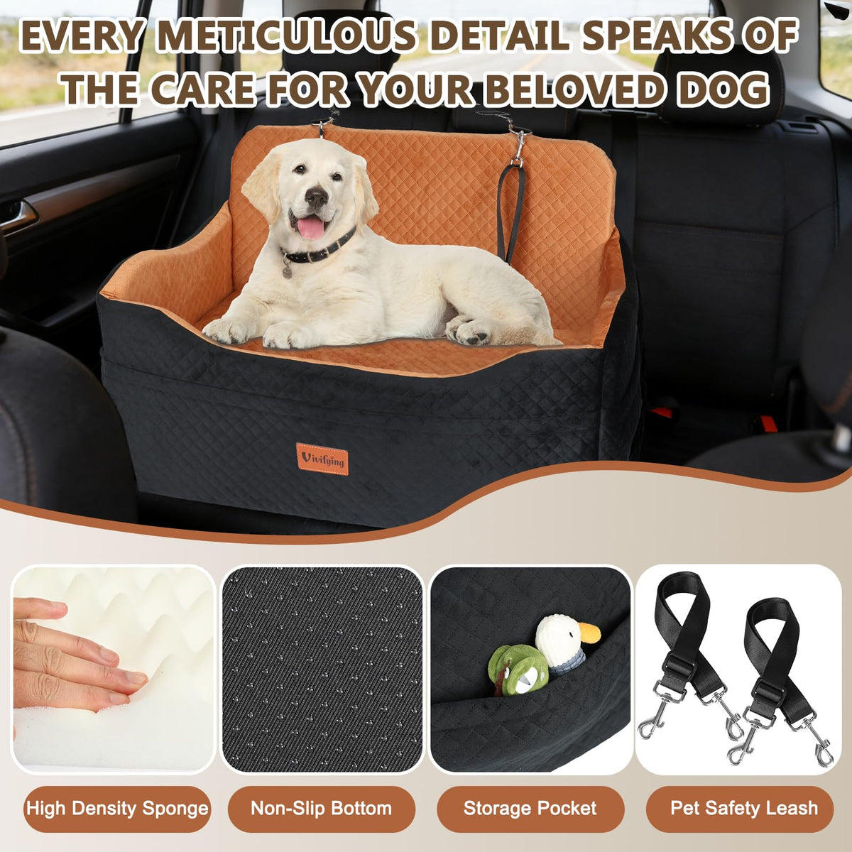 Large Dog Car Seat with 4 in Cushion Y135