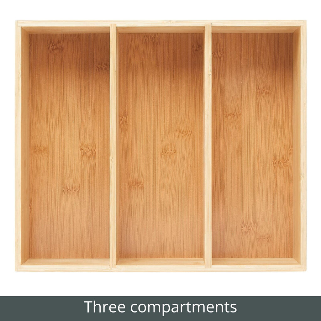 Bamboo 3 Section Stackable Pantry Organizer Bin, 2 Pack F155182