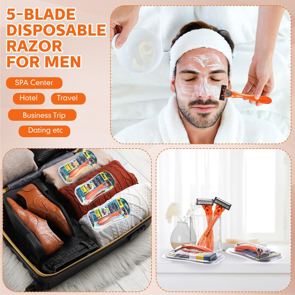 28 Pcs Mens Razors Set 5 Blade Refillable Shaving Kit S808