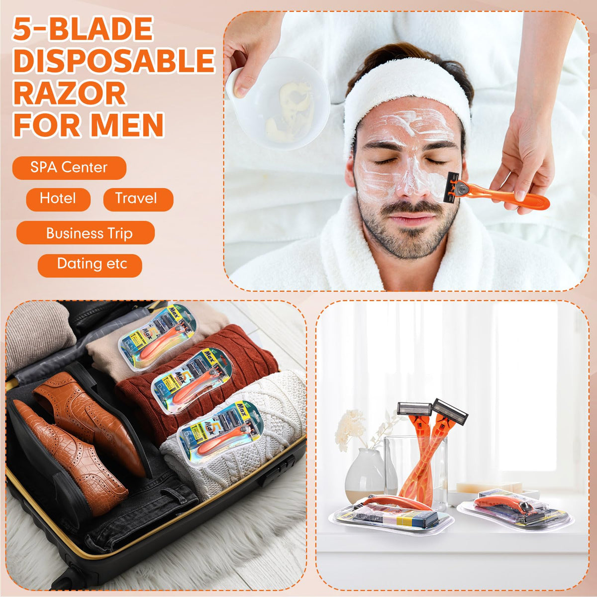 28 Pcs Mens Razors Set 5 Blade Refillable Shaving Kit S808