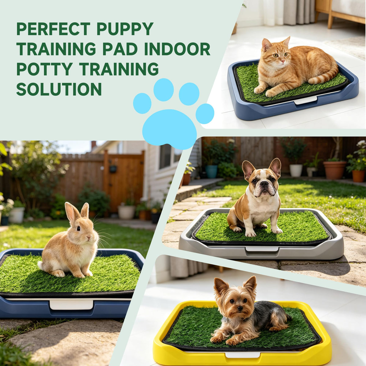 2 Pack 18"x14" Artificial Dog Grass Potty Pad with Tray G1386