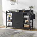 45" Black 2 Drawer File Cabinet with Lock and Power Outlet G3598