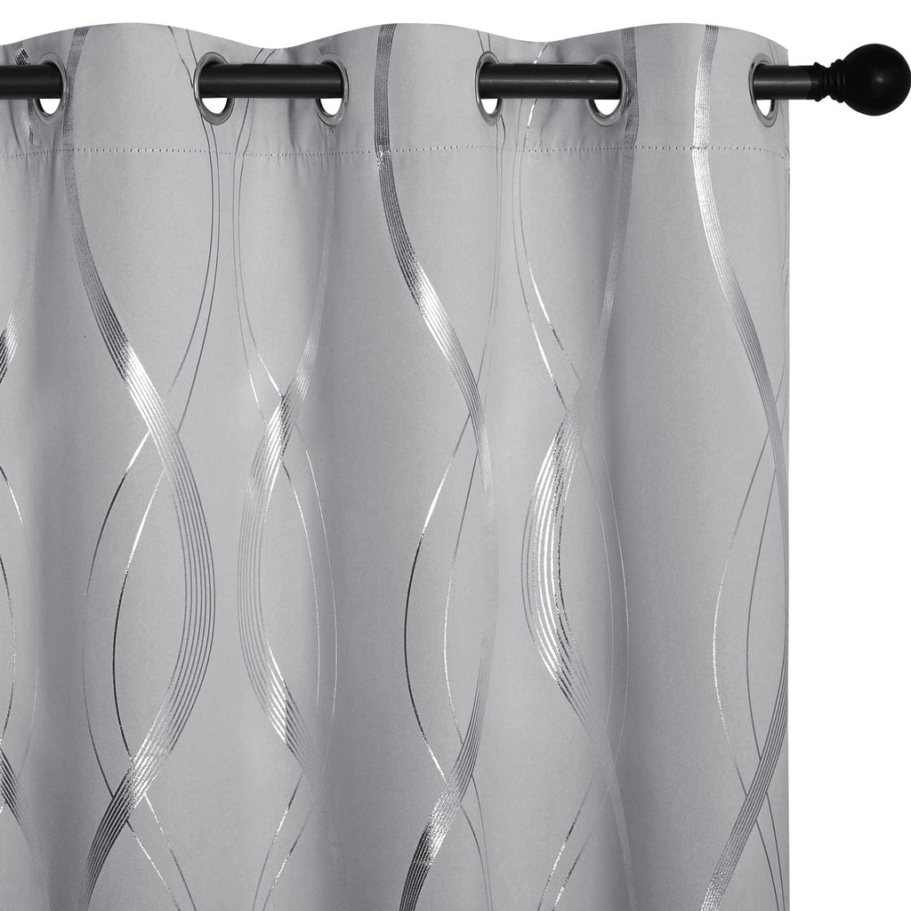 Silver Grey Pattern Curtains 52 x 84 Inch W93637