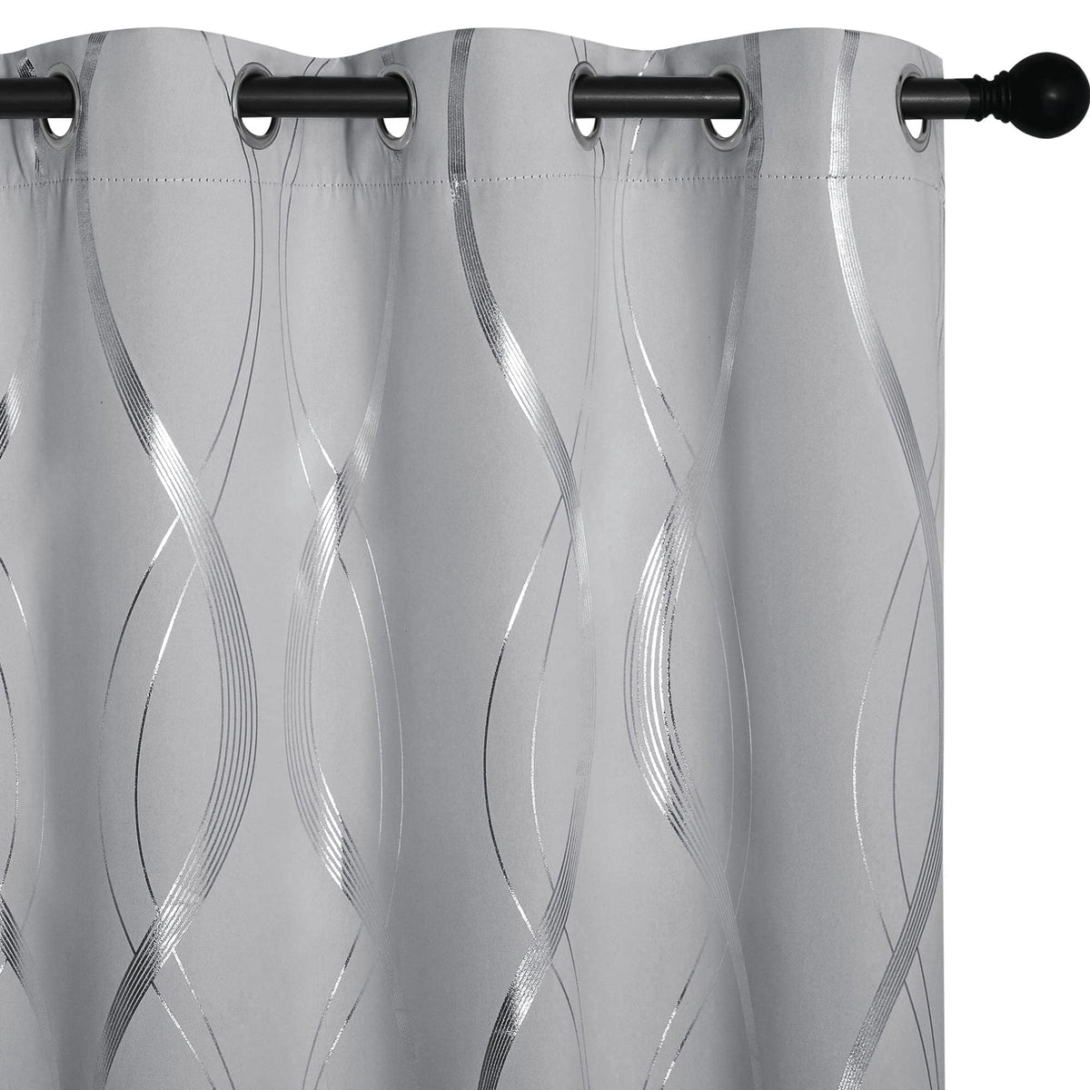 Silver Grey Pattern Curtains 52 x 84 Inch W93637