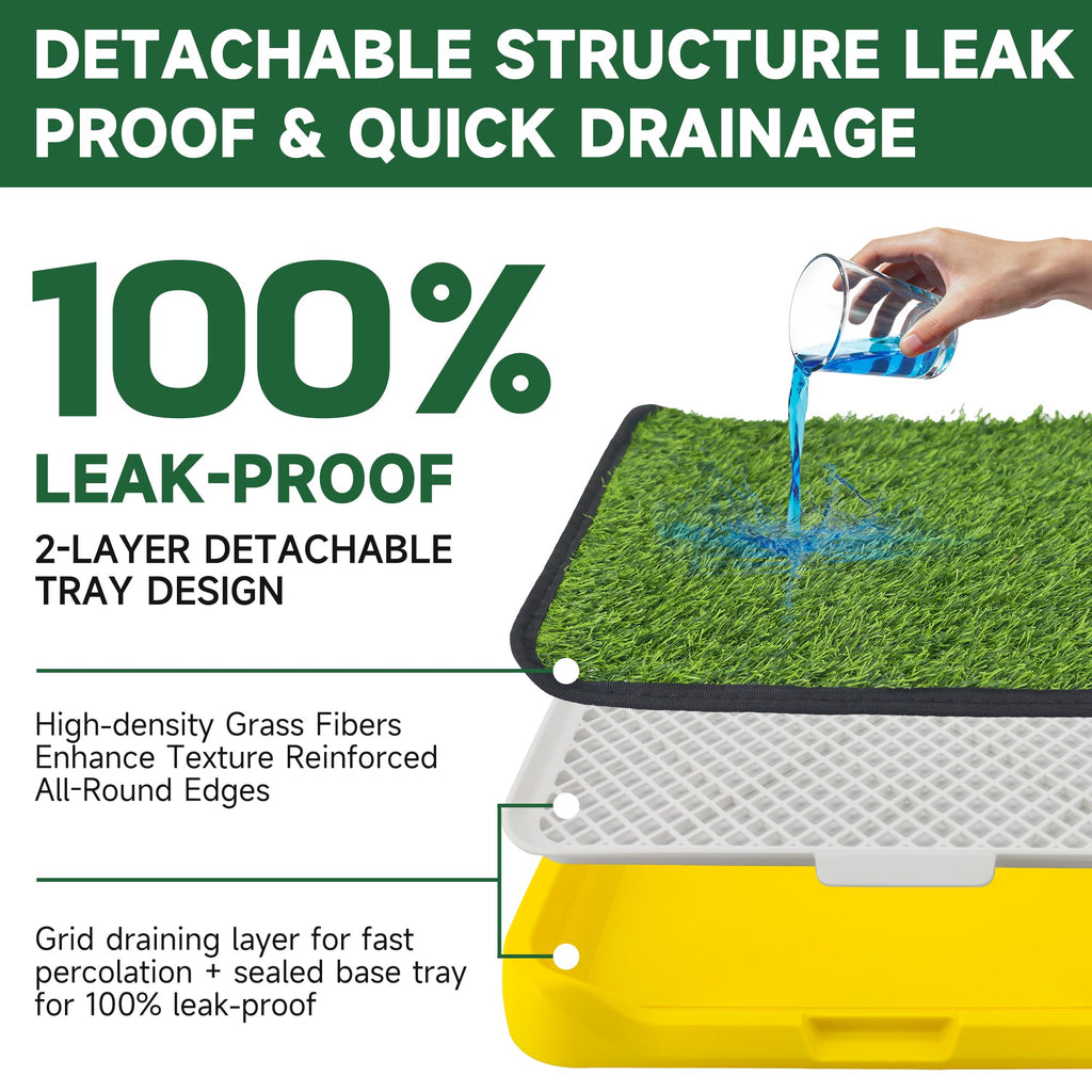 2 Pack 18"x14" Artificial Dog Grass Potty Pad with Tray G1386