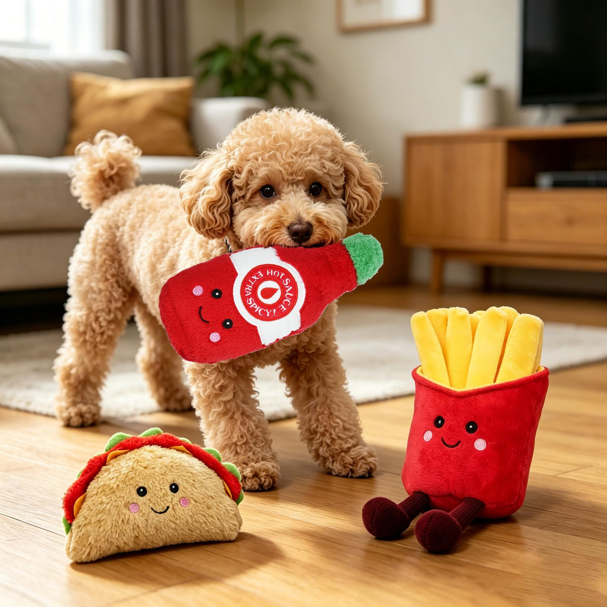3-Pack Squeaky Plush Dog Chew Toys Set K96328